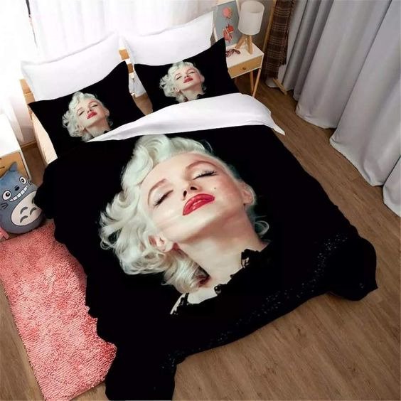 Version Marilyn Monroe Beauty Girl Full Bedding Duvet Cover Set 3-Piece Bedding Set (1 Duvet Cover + 2 Pillow Shams)