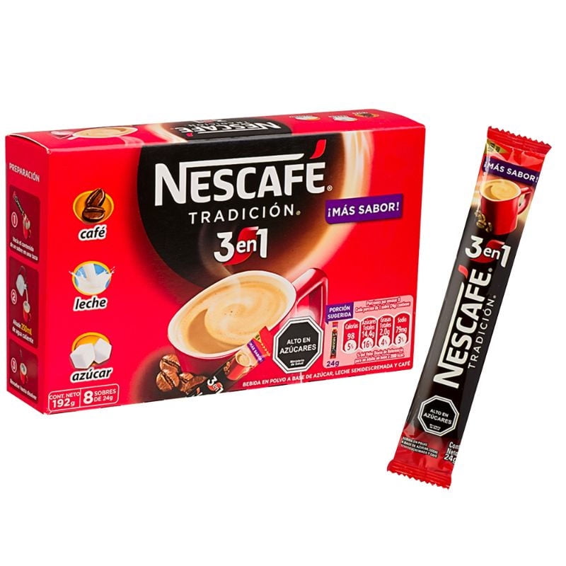 Café Instantáneo Tradición 3 En 1 Caja 8 un Nescafé