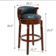thumbnail image 1 of Cow top Leather Wooden Bar Stools, 360 Degree Swivel Bar Chair with Backs,Bar height Couner Height Barstools for Home Kitchen Dining Room and Bar Room(dark blue 1pc), 1 of 3