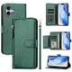 thumbnail image 4 of Funda tipo cartera para iPhone 16 con bolsillo con cremallera, tarjetero, soporte, correa para la muñeca y tapa de cuero verde, 4 of 5