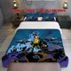 thumbnail image 1 of A 3pcs Bedding Set Featuring a Theme of a Character in a Yellow Outfit Surrounded by Floating Fantastical Creatures with Blue Hair, 1 of 5