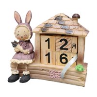 Magideal - Bloques De Calendario De Escritorio, Calendario De Madera Estilo Nórdico Pantalla De Cubo De Número De Escritorio Calendario De Mesa Reutilizable Para Conejita