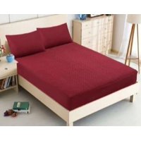 Genérico - Cubrecolchón Acolchado 1.5 Plazas + 1 Funda De Cojín - Burdeo