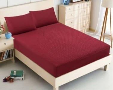 Genérico - Cubrecolchón Acolchado 1.5 Plazas + 1 Funda De Cojín - Burdeo