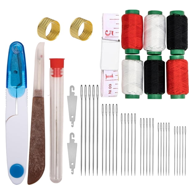 Juego de herramientas de costura de 39 piezas con agujas de acero de ojo grande y accesorios