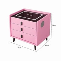 Tododescuento - Velador Inteligente Smart 2.0 Rosado | Mesa De Noche Con Usb Y Luz Incorporada