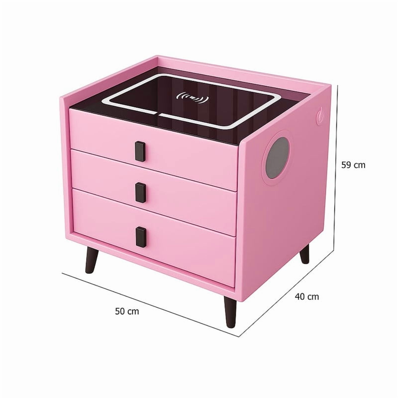 Tododescuento - Velador Inteligente Smart 2.0 Rosado | Mesa De Noche Con Usb Y Luz Incorporada