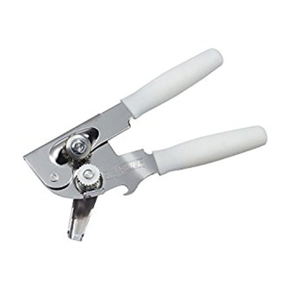 Abridor de latas portátil con mango ergonómico, color blanco