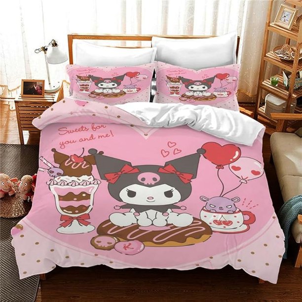 Cute Anime Cartoon Duvet Cover Set 3D Printed Lightweight and Comfortable Bedding 3-Piece Bedding for Boys and Girls Bedroom Decoration