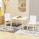 thumbnail image 2 of Kids Table and 2 Chairs Set, 3 Pieces Toddler Table and Chair Set, Wooden Activity Play Table Set (White), 2 of 3