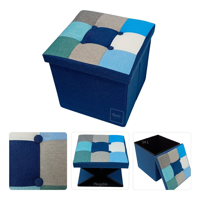 Genérico - Puff Baúl Plegable Organizador 76X38 Tela Mix Azul