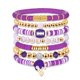 thumbnail image 1 of Pulsera NVENF de fútbol Heishi elástica - Pack de 7 - Morado, 1 of 7