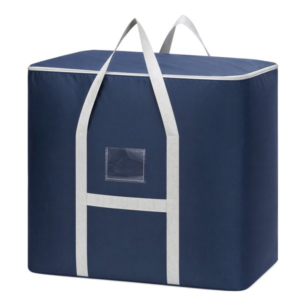 Bolsas de almacenamiento REGALWOVEN para organizar ropa, edredón, armario, bolsas de mudanza con asas azul 47*22*22in