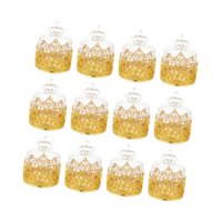 Magideal - 12 Cajas De Almacenamiento De Dulces, Recuerdos De Boda, Decoración, Frascos Decorativos Para Dulces, Diseño Vintage, Contenedores Para Bocadillos, Es Corona De Oro