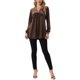 thumbnail image 2 of Elegante Top de Terciopelo para Mujer con Cuello en V y Mangas Largas para Ocasiones Casuales y Formales S Café, 2 of 6