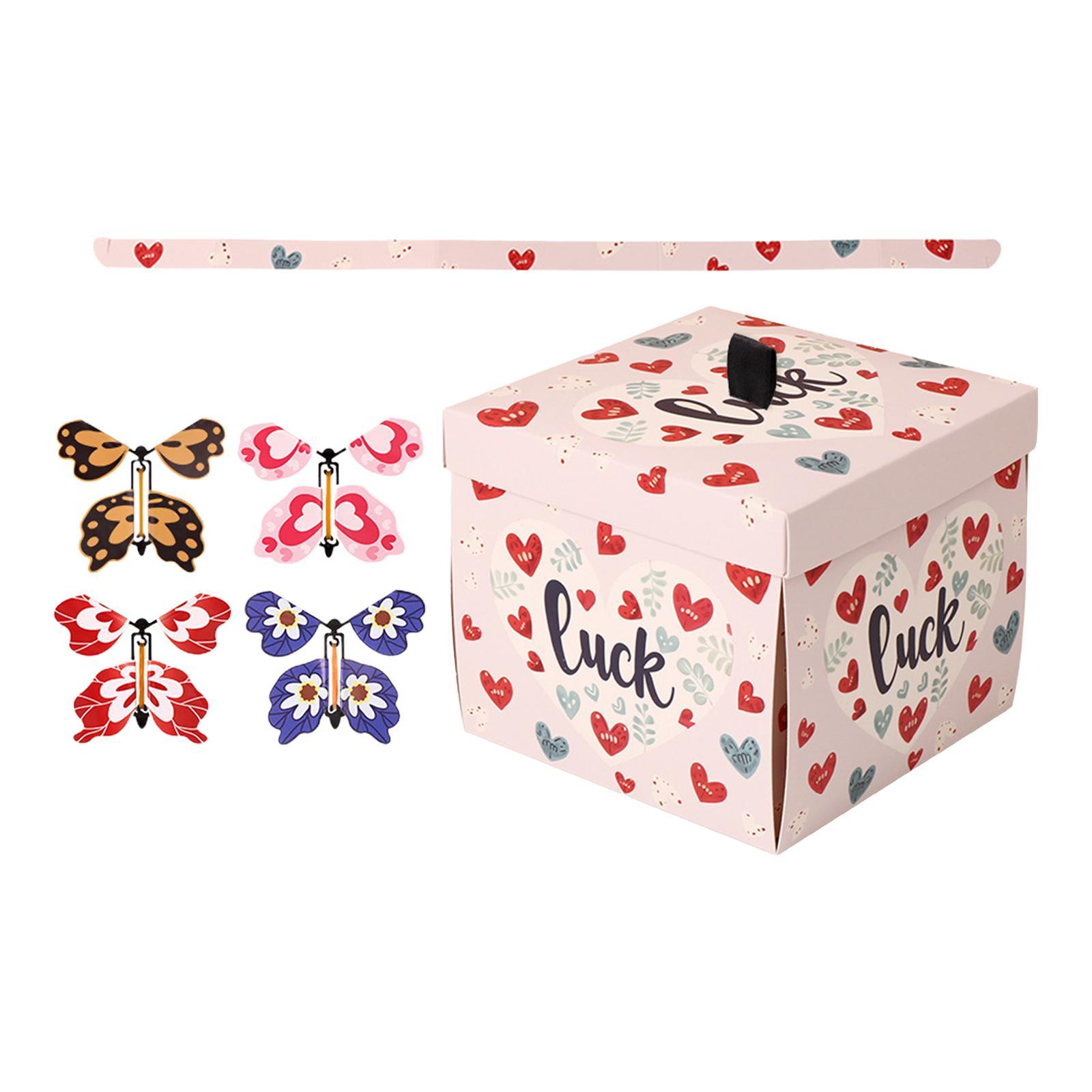 Bothyi - Caja De Decoración Para Fiestas Caja Sorpresa Con Mariposas Voladoras Regalo De San Valentín Rosa