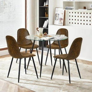 Pandalino - Comedor Mesa Redonda Lagos 100Cm + 4 Sillas Isidora Ecocuero Café Cafe