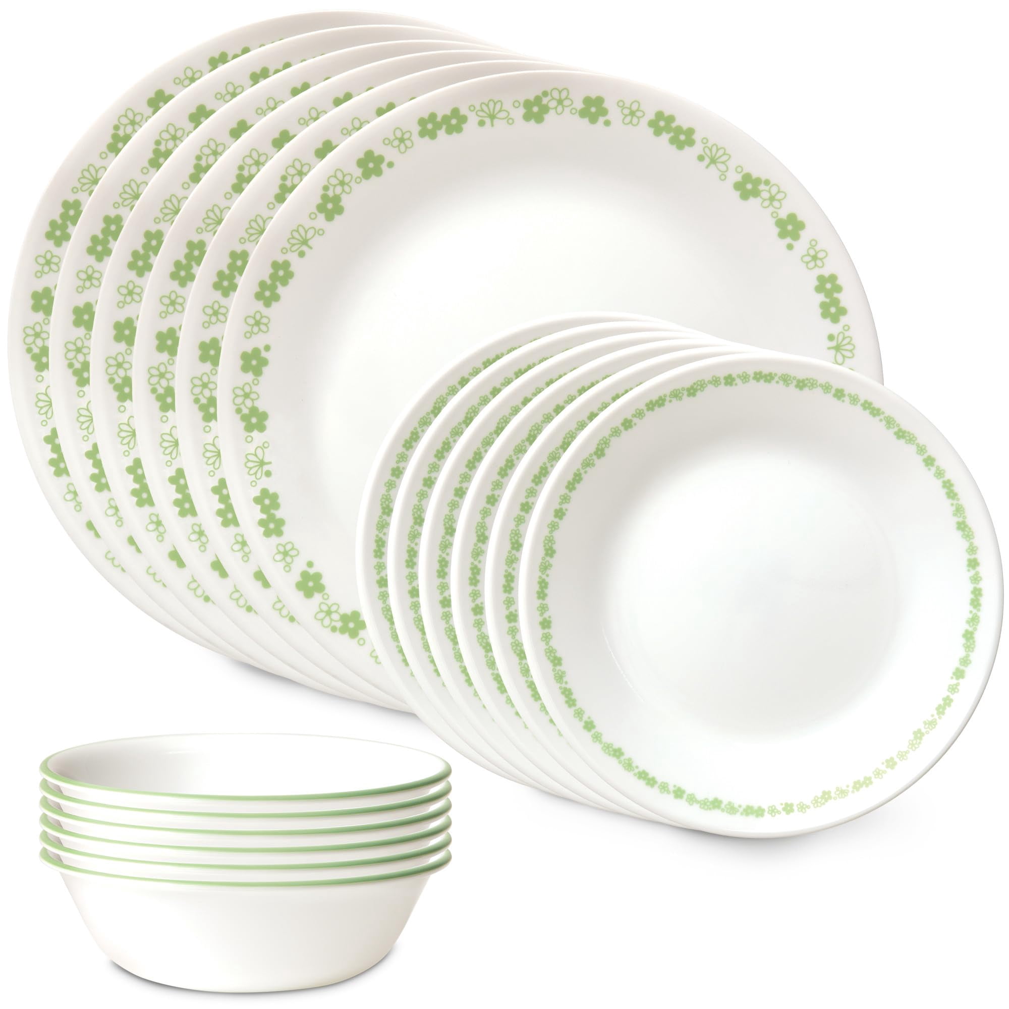 Juego De Vajilla Corelle Vitrelle De 18 Piezas Service Para 6 Personas, Color Verde