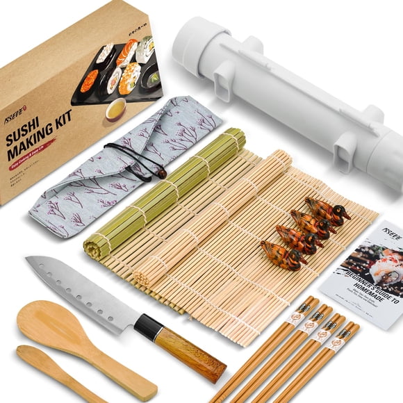 Kit para Hacer Sushi ISSEVE con Esterillas de Bambú, Cuchillo y Rodillo