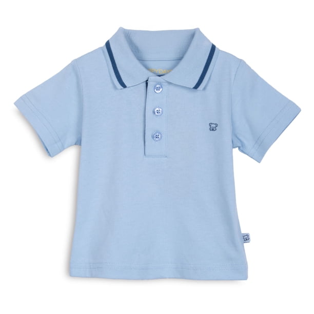 Polera Bebé Niño Manga Corta Cuello Piqué Celeste Pillin