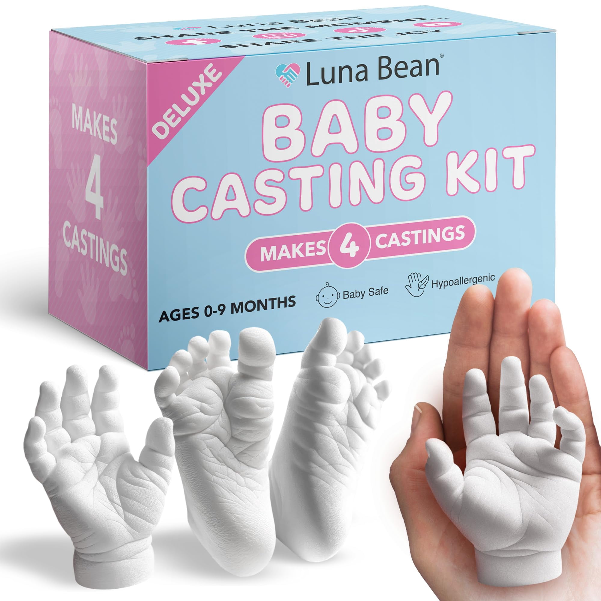 Kit De Huellas Para Bebés Y Moldeado A Mano Luna Bean, Paquete De 4