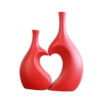 Bothyi - Juego De Jarrón De Cerámica, Jarrón Minimalista En Forma De Corazón Para Comedor, Casa, Granja, Rojo