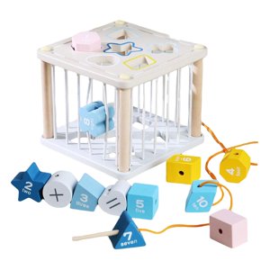 Magideal - Cuentas De Madera Juguete Apilamiento Clasificación Bloques Geométricos Desarrollo Monterssori Enhebrado Juguete Educativo Rompecabezas Juguete Para