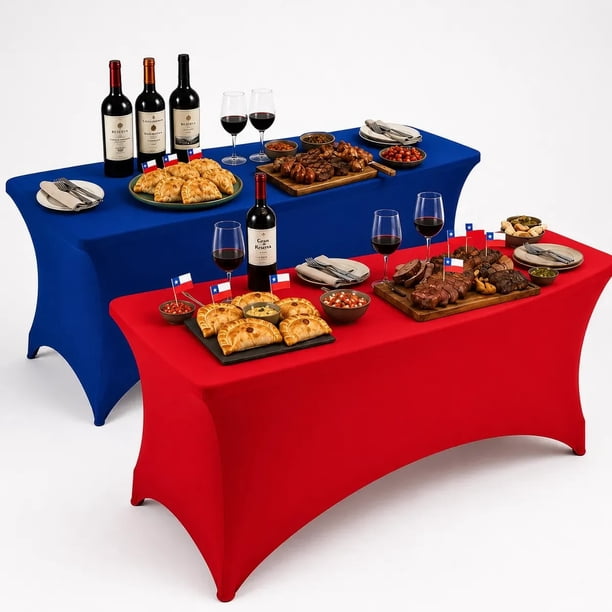 Pack 2 Fundas Mantel De Tela Spandex EOLAND Azul Rojo Para Mesa Rectangular 183x75x75 Cm Banquetería Fiestas Patrias Agregar a favoritos
