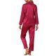 thumbnail image 3 of INSPIRE CHIC Conjunto de Pijama de Satén para Mujer Conjunto de Descanso de Manga Larga con Ribete en Contraste y Pantalones de Cintura Elástica M Rojo, 3 of 6