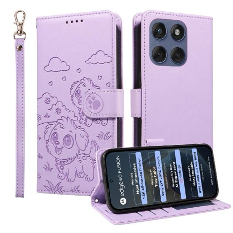 Funda Billetera Foxdock Compatible Con Motorola Edge 60 5G, Diseño Perrito Tierno, Ranuras Para Tarjetas Y Soporte Plegable