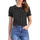 thumbnail image 1 of INSPIRE CHIC Blusa de Mujer con Lunares, Manga Corta Abullonada, Botones y Cuello Peter Pan, Talla S, Negro Blanco, 1 of 6