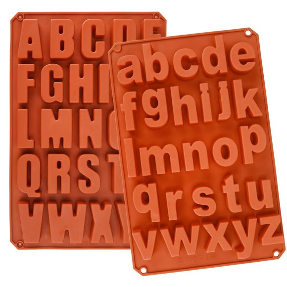 Molde de silicona Wocuz con letras mayúsculas, crayón, chocolate, paquete de 2