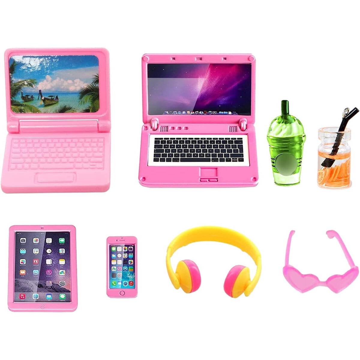 Set Mini Laptop Tablet Celular Joyfun 9 Piezas Para Muñeca