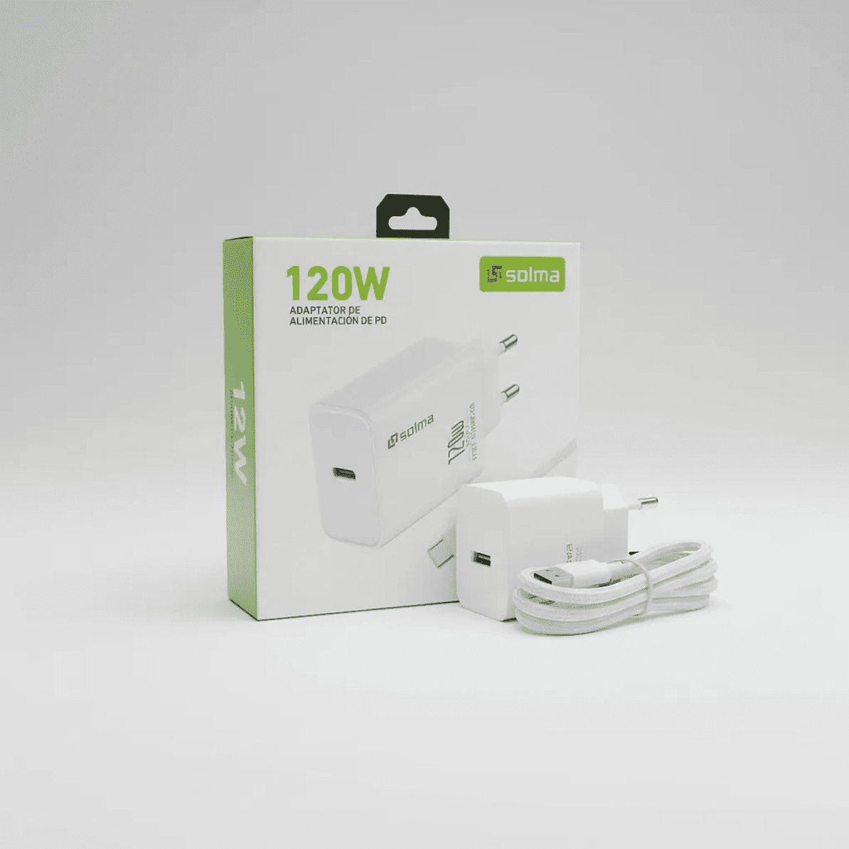 Cargador De Alta Potencia 120w Con Cable Tipo C Solma