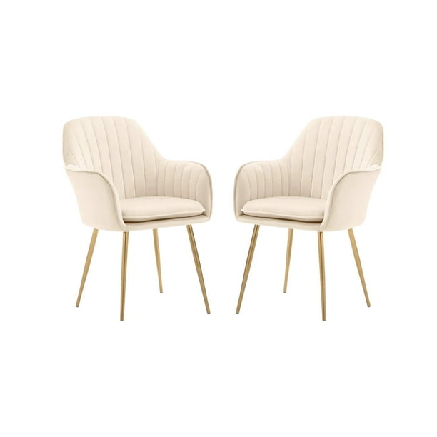 Pack 2 Poltronas Sitial Murano Con Patas Doradas - Beige