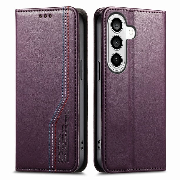 FOXDOCK Funda para Samsung Galaxy S26 Pro: Cierre magnético, soporte ajustable, ranuras para tarjetas y correa integrada-Púrpura
