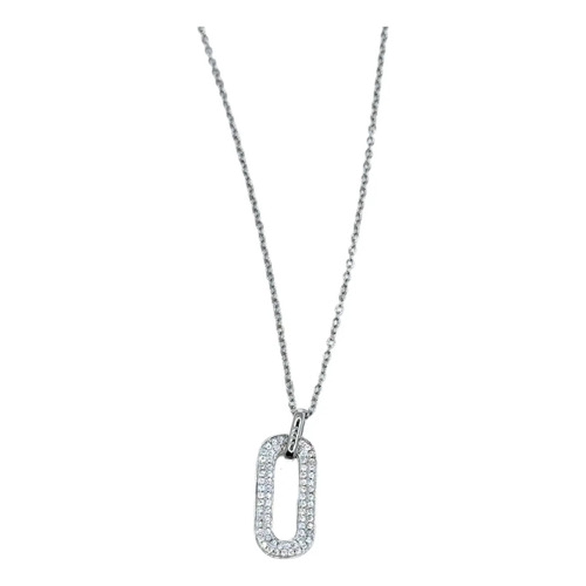 Marca - Collar Cadena Fina Con Dije Circular En Pavé, Plata 925 Plateado
