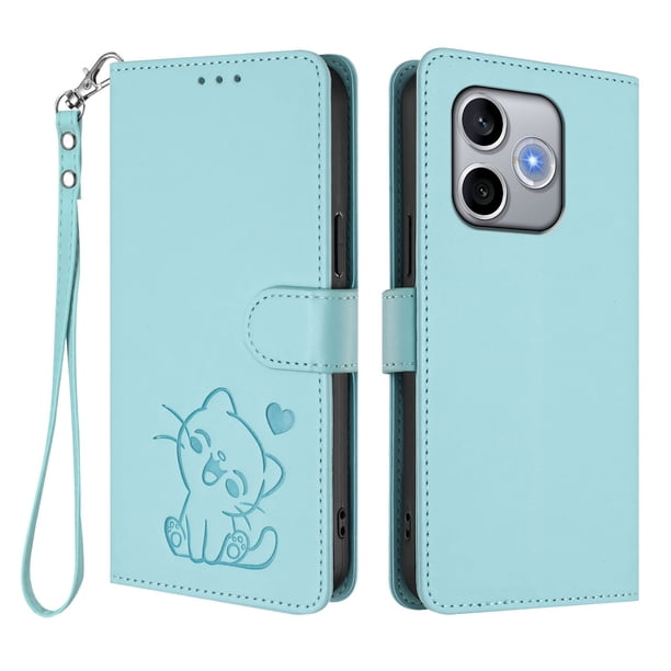 Funda de Gato tipo Libro para Honor 600 Lite, Verde Claro