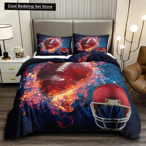 Football Duvet Cover Set Sports Football Bedding Set Pillowcase for Boys Teens Double Size Polyester Qulit Cover Bed Sheets