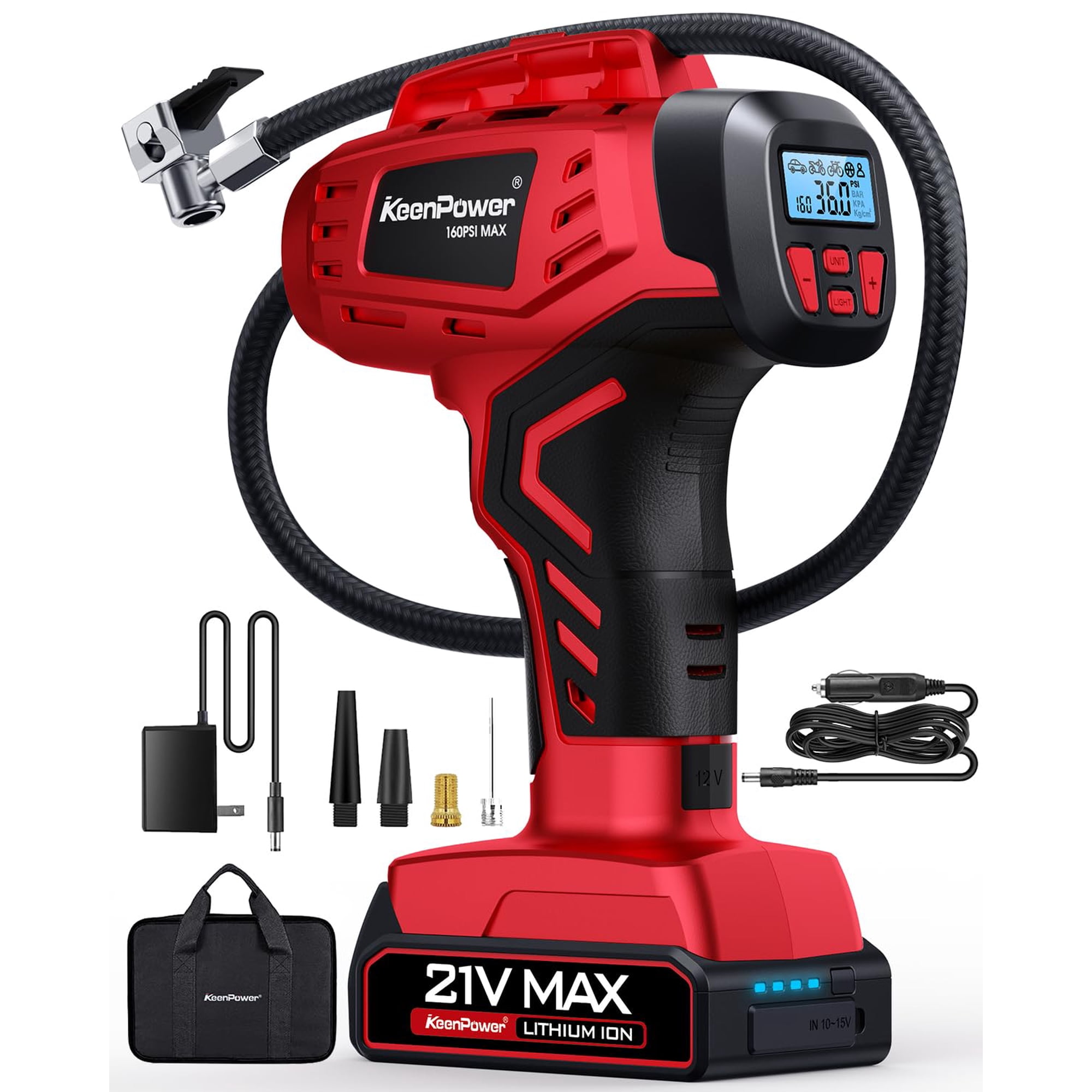 Compresor De Aire Portátil Keenpower Digital Inalámbrico 160 Psi