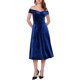 thumbnail image 2 of INSPIRE CHIC Vestido de Terciopelo para Mujer Fuera del Hombro Vintage Cóctel de Noche Vestidos Línea A XL Azul Real, 2 of 6