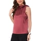 thumbnail image 4 of INSPIRE CHIC Blusas de trabajo sólidas sin mangas de satén para mujer con lazo en el cuello M Rojo claro, 4 of 6