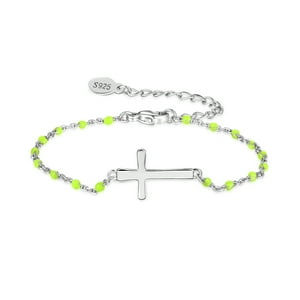 Heshpaws - Brazalete Cruz Religiosa De Plata De Ley