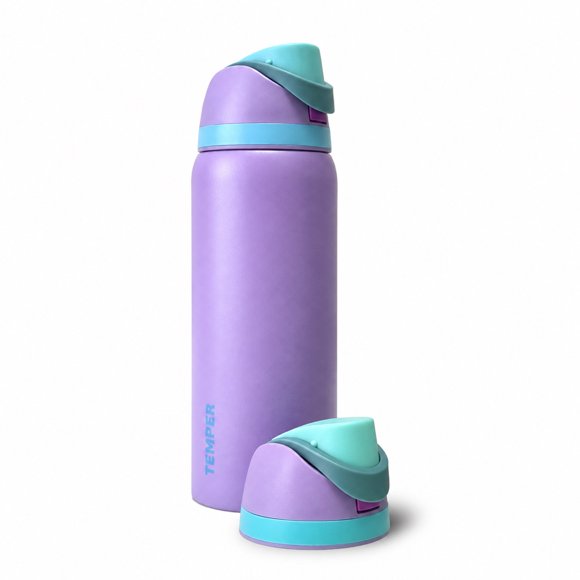 Termo Botella Termica Agua Acero Inoxidable Temper FlipSip 1 Litro Lila + Extra Tapa