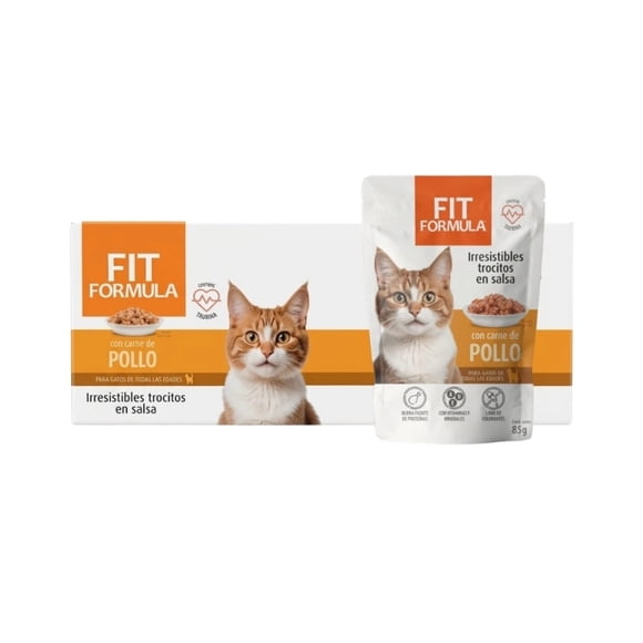 Caja Sachet Gatos Fit Formula Con Carne De Pollo 24 Un.