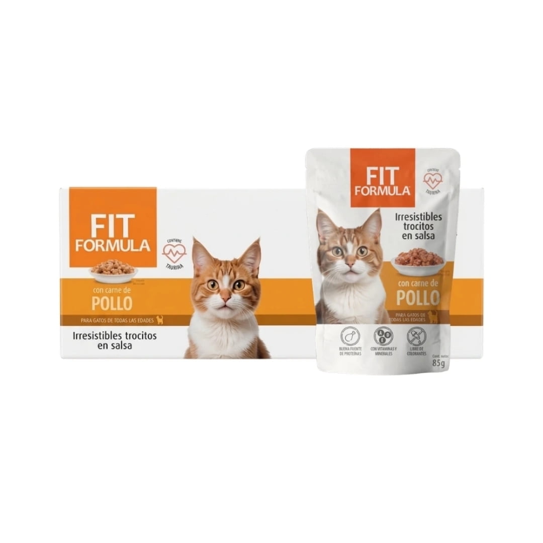Caja Sachet Gatos Fit Formula Con Carne De Pollo 24 Un.