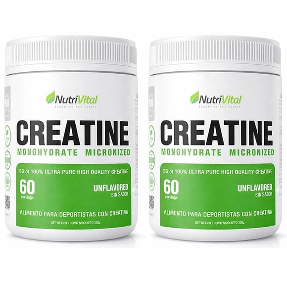 2 creatina monohidratada 300g nutrivital 120 porciones