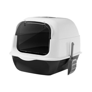 Ioensy - Caja De Arena Para Gatos Con Capucha Y Tapa, Bandeja De Arena Para Gatos Reutilizable, Grande, Antisalpicaduras, Color Negro