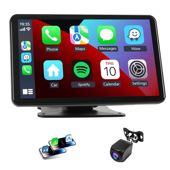 Pantalla CarPlay inalámbrica Haudio 18 cm 1080 P con cámara de visión trasera