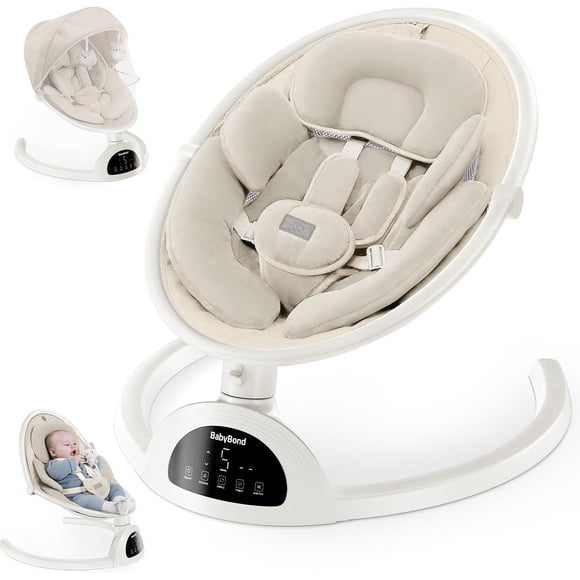 Baby Swing BabyBond Bluetooth con control remoto de música de 5 velocidades, color beige